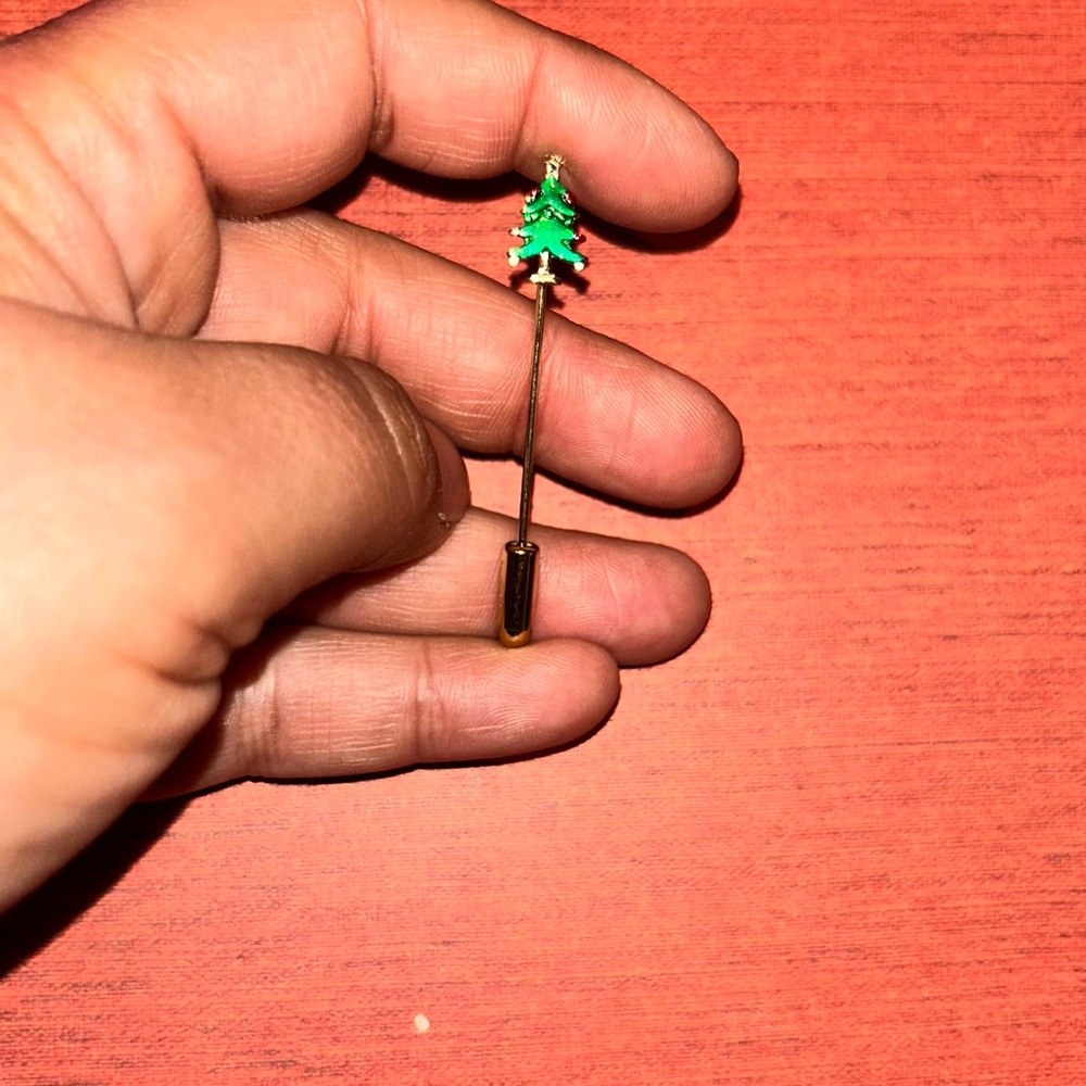 Festive Green Christmas Tree Pin